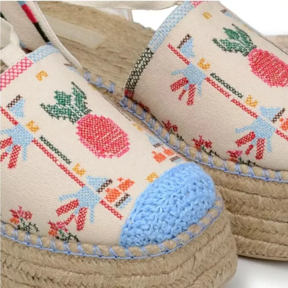 FARM Rio Paradise Bead Embellished Espadrille Platform Shoes, NWT, Size 11
